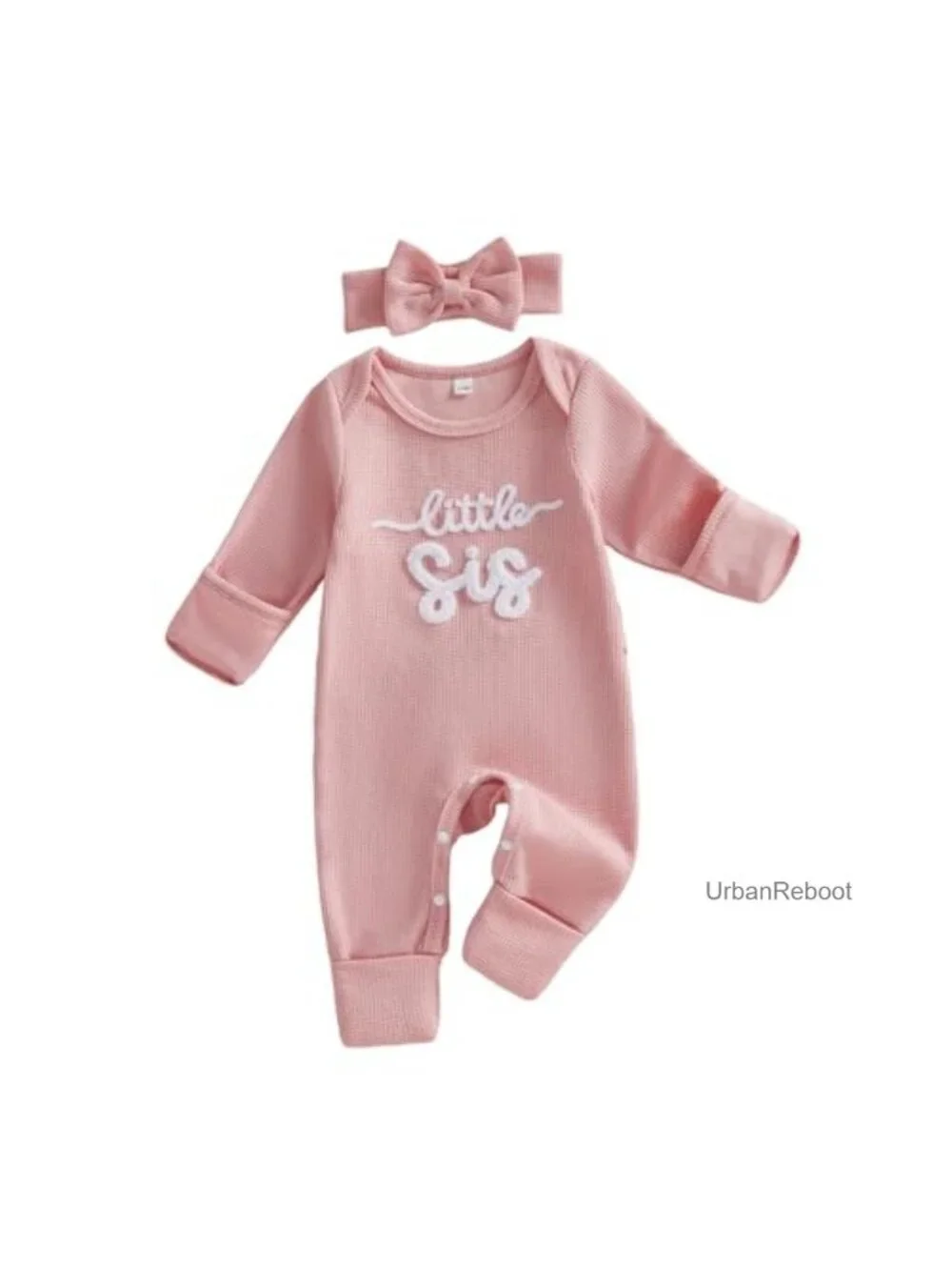 Infant Baby Girl Waffle Romper Long Sleeve Cotton Blend Jumpsuit Newborn